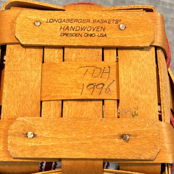 Longaberger Basket Liner Large Handle Round red 1996 Vintage Retired - Picture 3 of 13